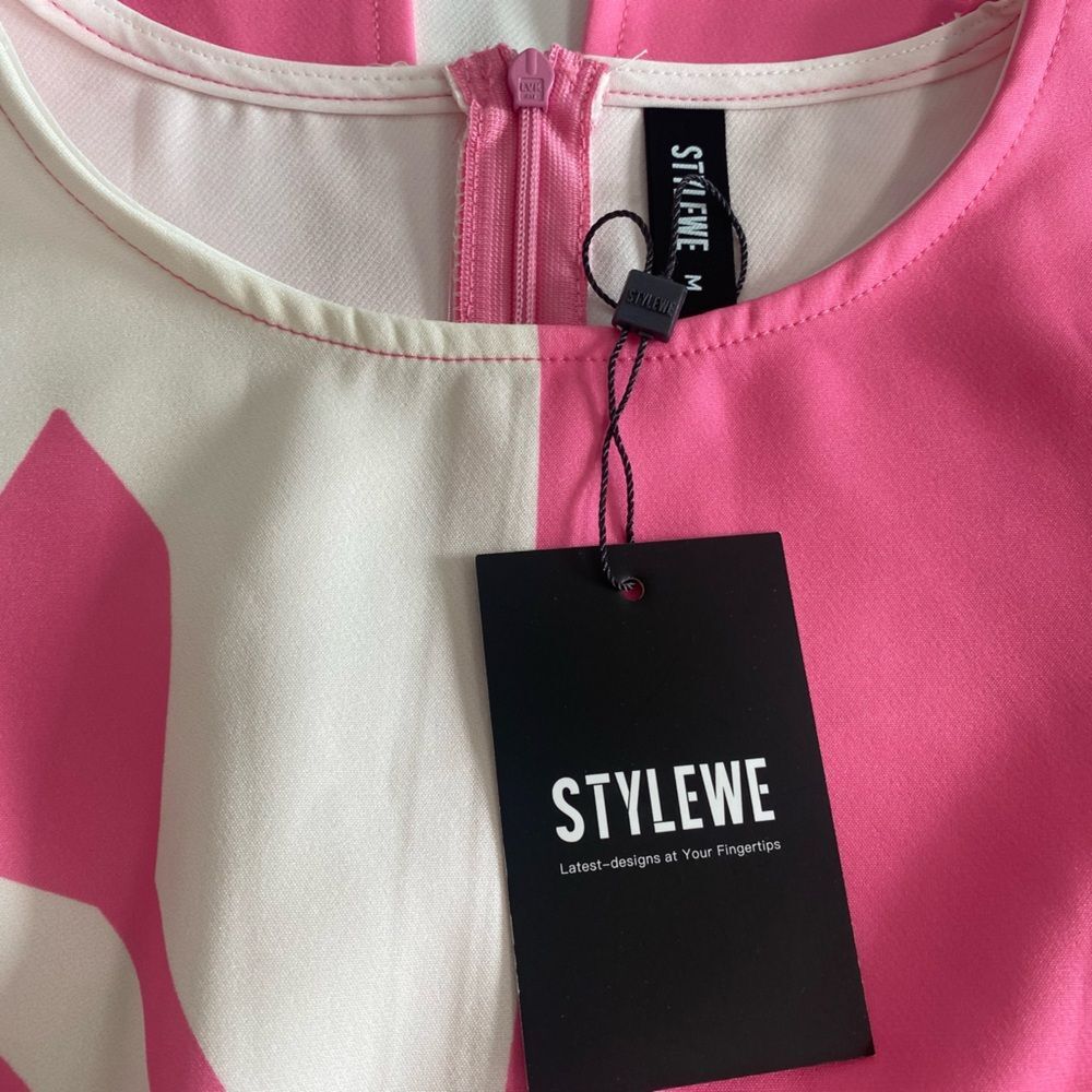 Brand with tags! STYLEWE Pink and Cream Midi Dress new with tags - Picture 2 of 3